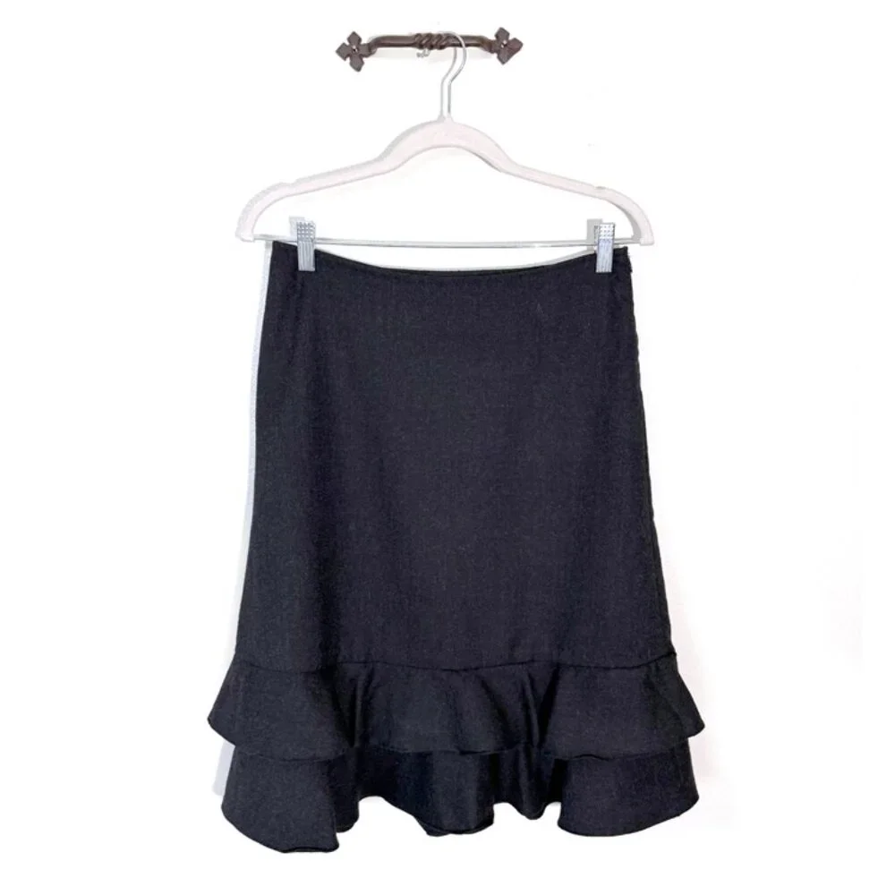 Anthropologie Double Ruffled Wool Skirt